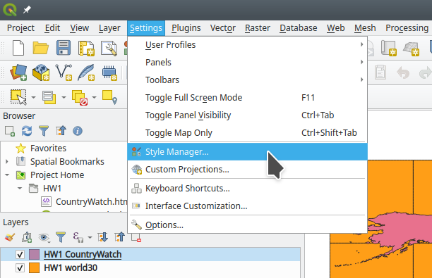 Figure 1: Open the style manager (Style Manager)