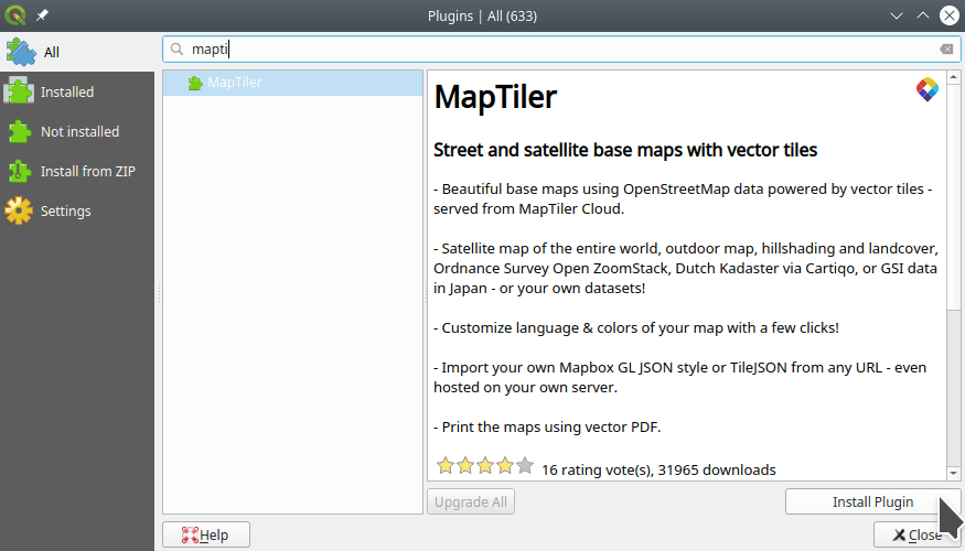 Figure 2: MapTiler plugin